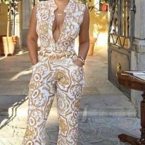 Sleeveless Printed Jumpsuit